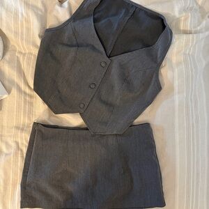 EUC SHEIN XS Vest Top and Skort Set Gray